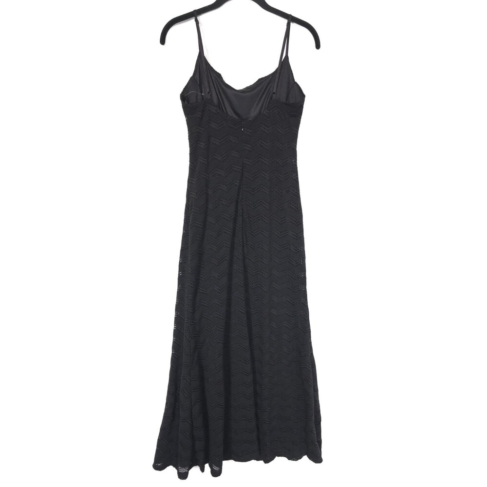 BARDOT Women's New Maxi Dress MEDIUM 6 Black Sleeveless Chevron Knit Bodycon - Picture 6 of 10